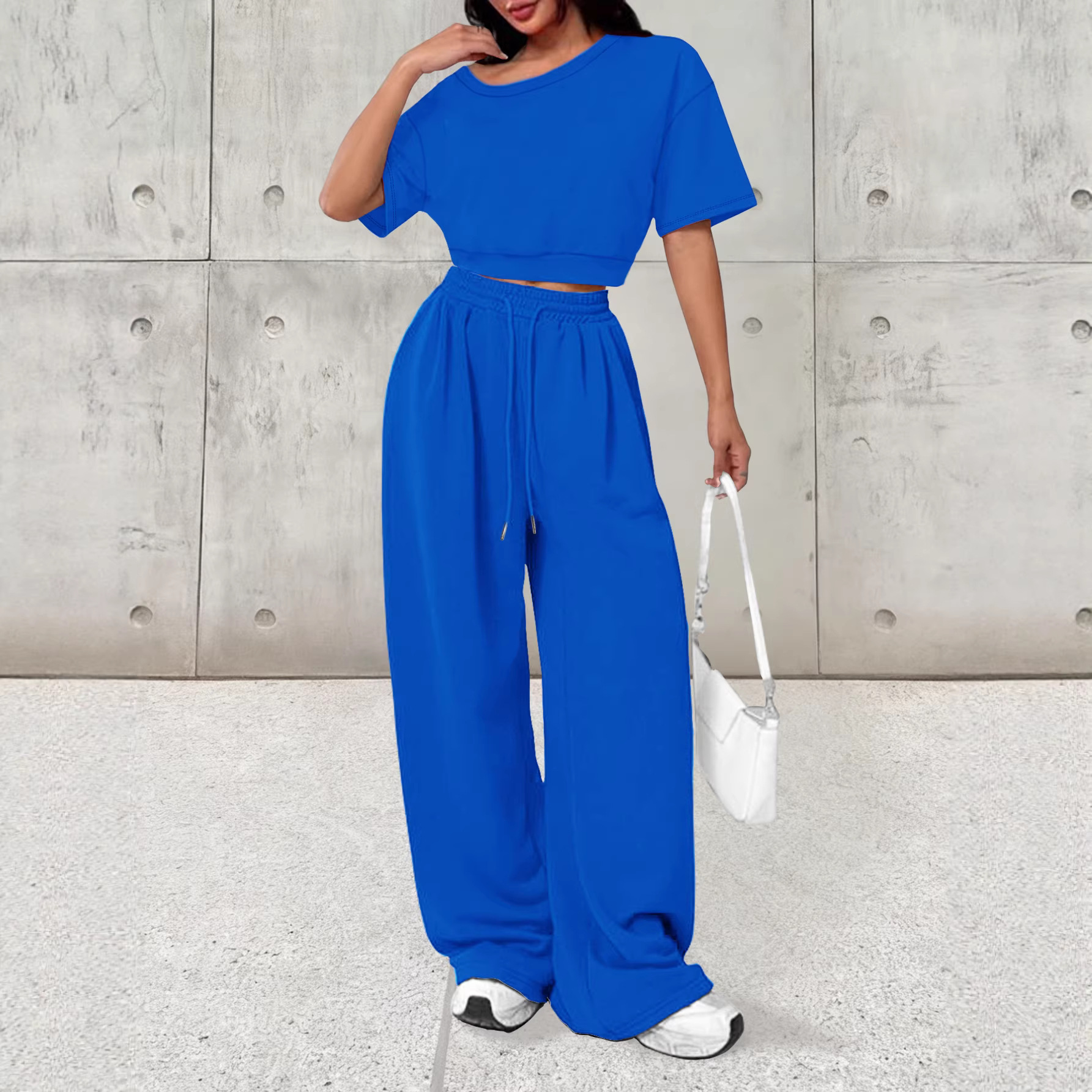 Effortless Autumn Style: Women's Long Sleeve Round Neck Top And Pants Lounge Set - Soft Casual Two-Piece Outfit For Home And Beyond_ecoleips.com