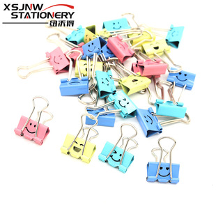 Cross-border Hot Internet Celebrous Smiley Clip Creative Candy Color Hollow Long Tail Clip Metal Ticket Clip Stationery Handbook Clip