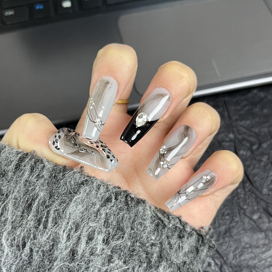 [Jiamu D885] New ins niche light luxury senior sense long exquisite hand-worn nail nail nail