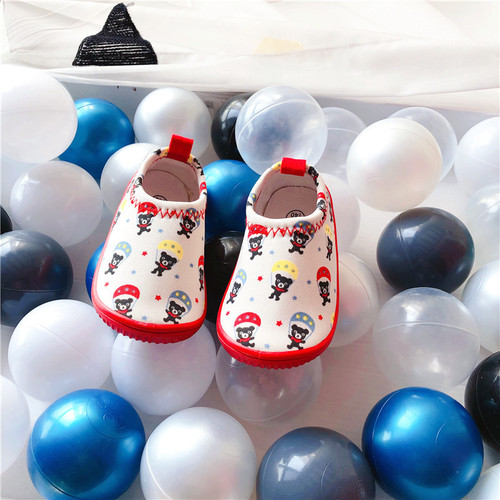 Spring and autumn stretch canvas shoes baby soft sole toddler shoes one-foot kindergarten indoor shoes boys and girls shoes