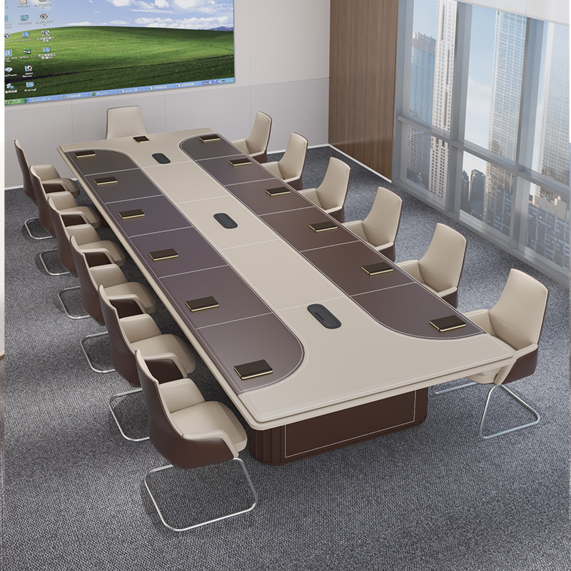 高端轻奢会议桌长桌现代简约大型会议室商务开会桌椅组合办公家具