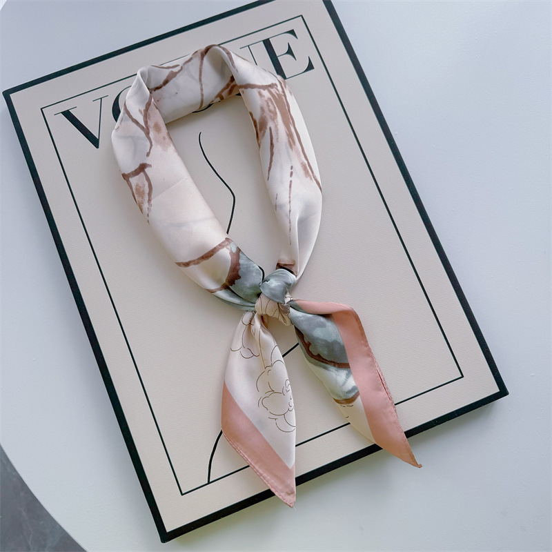 Bufandas de seda para mujeres primavera y otoño bufandas de moda para mujeres bufandas de cuello para maestros y empleados regalos de impresión de lujo ligero