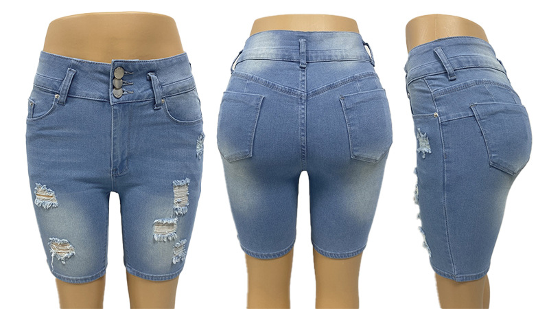 245g Weight Knee Length Pants Length Polyester, Denim Cotton Fabric Type Women's Daily Retro Classic Style Solid Color Knee Length Jeans