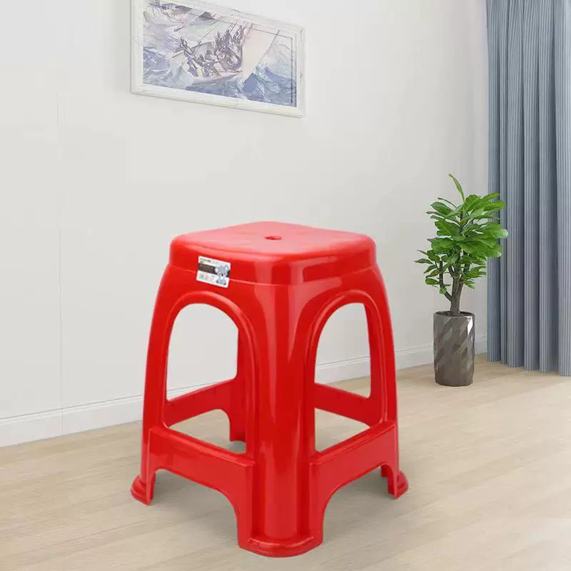 红色喜庆加厚家用塑料凳子成人高凳儿童矮凳子大排档方凳学生椅子