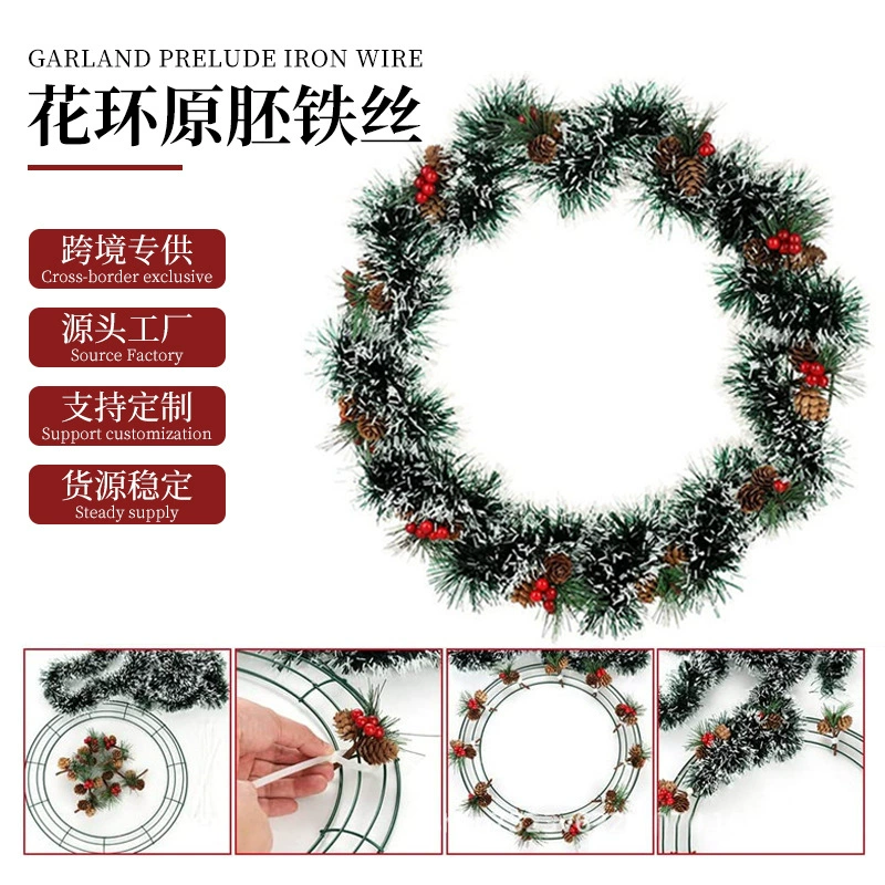 10inch Гирлянда на дверь, подвесное рождественское украшение, домашнее проволочное кольцо, сделай сам, ручная работа, ротанговая гирлянда, материал 14inch