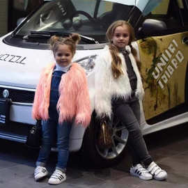 跨境热销儿童长毛绒外套仿皮草秋冬落水毛女童潮流欧美毛毛外套