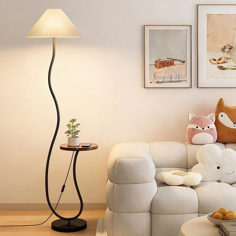 Pleated Floor Lamp Next to the Sofa in the Living Room, Bedside Table in the Bedroom, Wireless Decorative Shelf, Integrated Standing Table Lamp Pleated Floor Lamp Next to the Sofa in the Living Room, Bedside Table in the Bedroom, Wireless Decorative Shelf, Integrated Standing Table Lamp