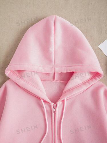 SHEIN Zip Up Drawstring Thermal Lined Hoodie (EU Size)