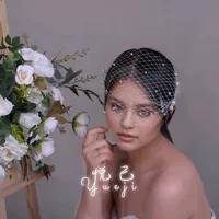 Yueqi внешняя торговля AliExpress невеста ромбовидная жемчужная сетка вуаль белый ретро чонсам маскировочный аксессуар VA05