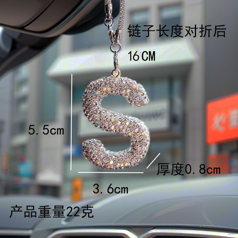 Letter bow clay car interior accessories pendant ladies rhinestone car rearview mirror pendant pendant