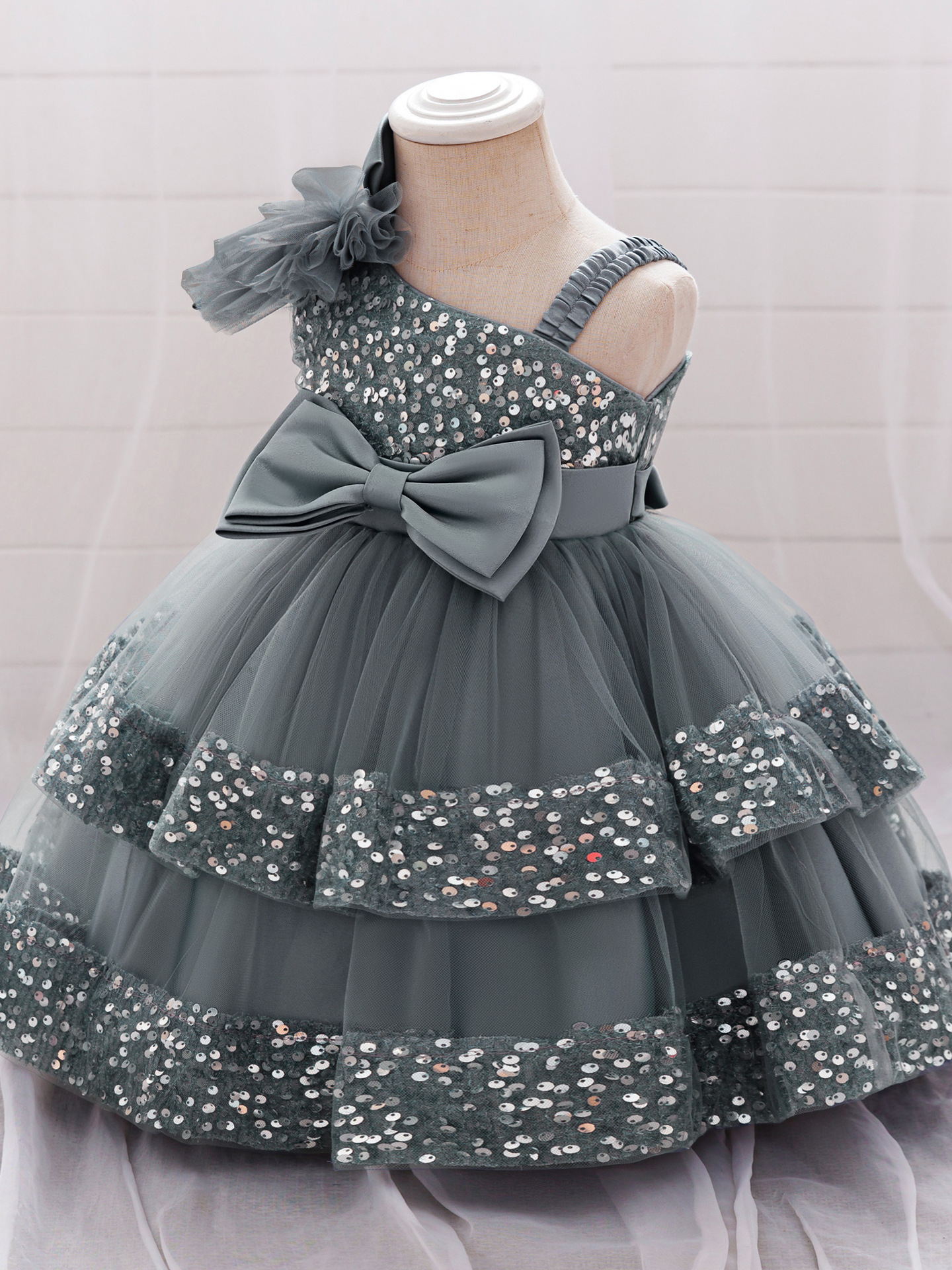 Vestido de princesa para niños europeos y estadounidenses, vestido de flor, vestido de malla para niños, vestido de cumpleaños, vestido de verano al por mayor