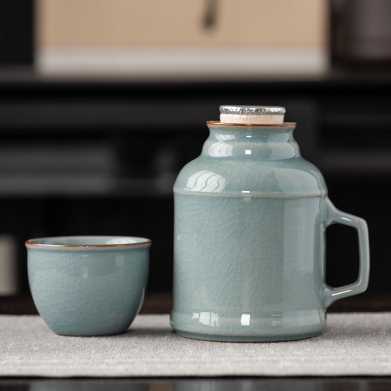 Ru窑 pequeña olla caliente puede ser cultivada con rebanada de sopa de salsa retrógrada con tapa cerámica de gran capacidad anti-corrosión tetera taza de agua taza de marca