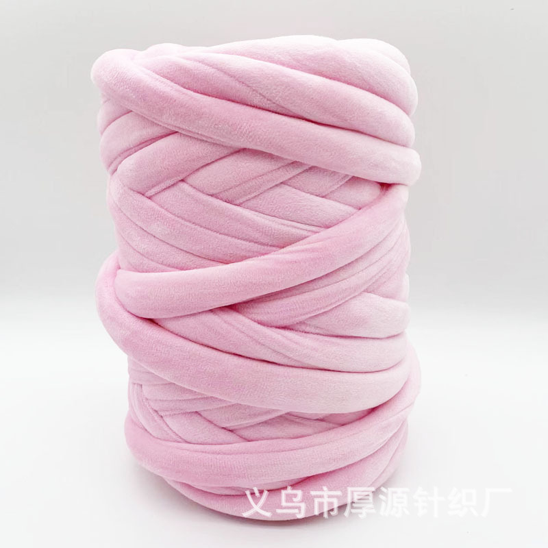 天鹅绒超柔水晶绒冰岛超粗毛线手工编织毯子宠物猫窝抱枕HIns布条