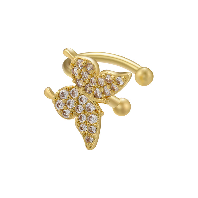 Sweet Butterfly Copper Plating Zircon Ear clips 1 Piece