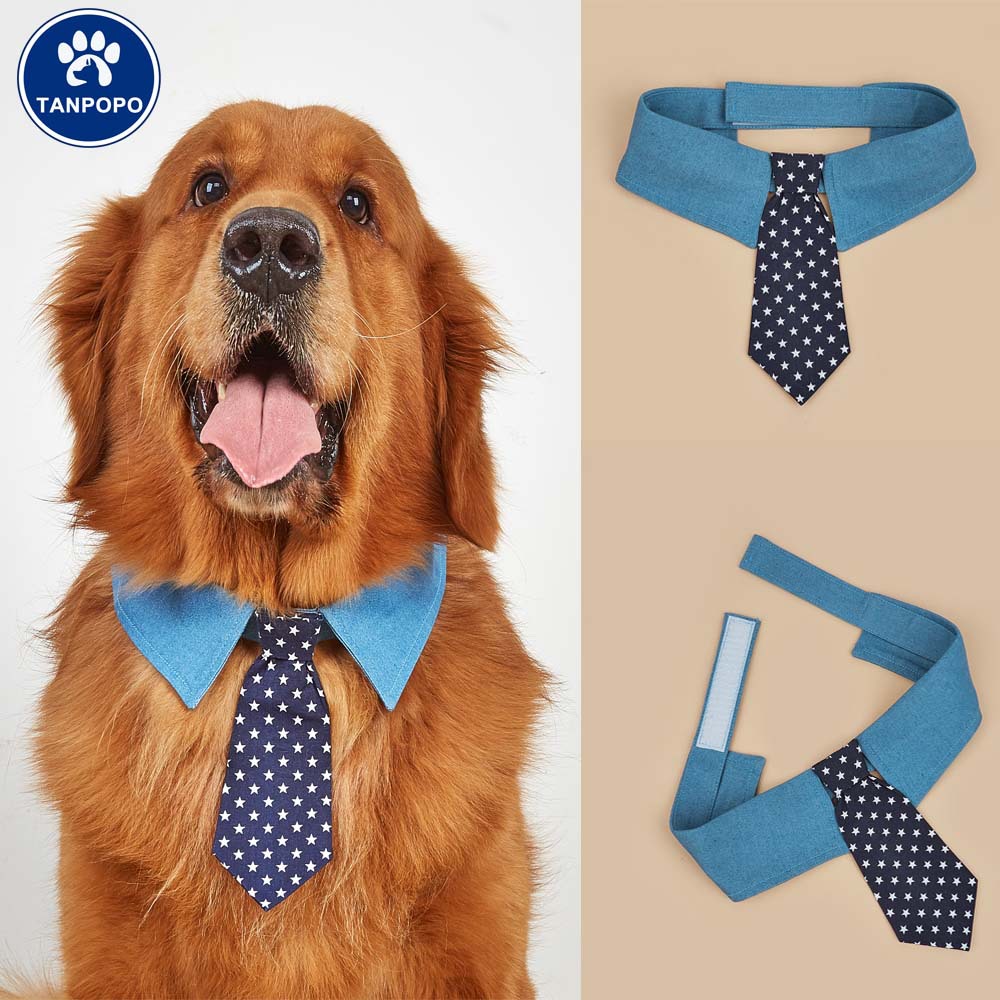 Tanpopo nueva mascota de algodón de mezclilla corbata estrella de cinco puntas patrón de ropa para mascotas corbata de perro casual