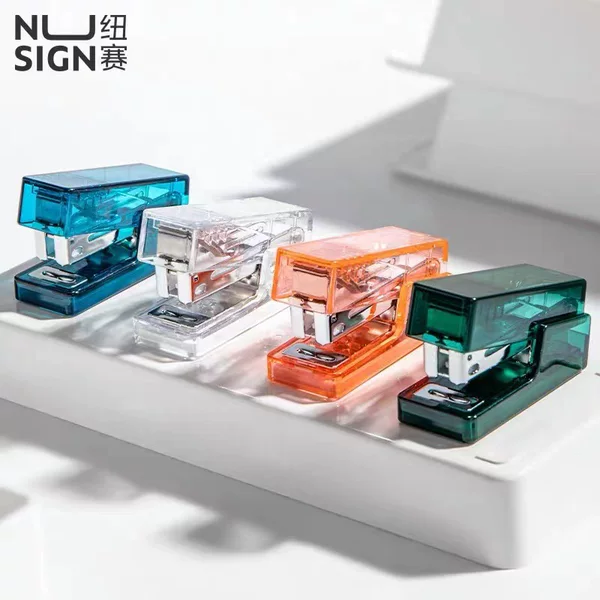 Deli Mini Stapler New Ns083F Student Portable Transparent Handheld Effort-Saving Stapler Set