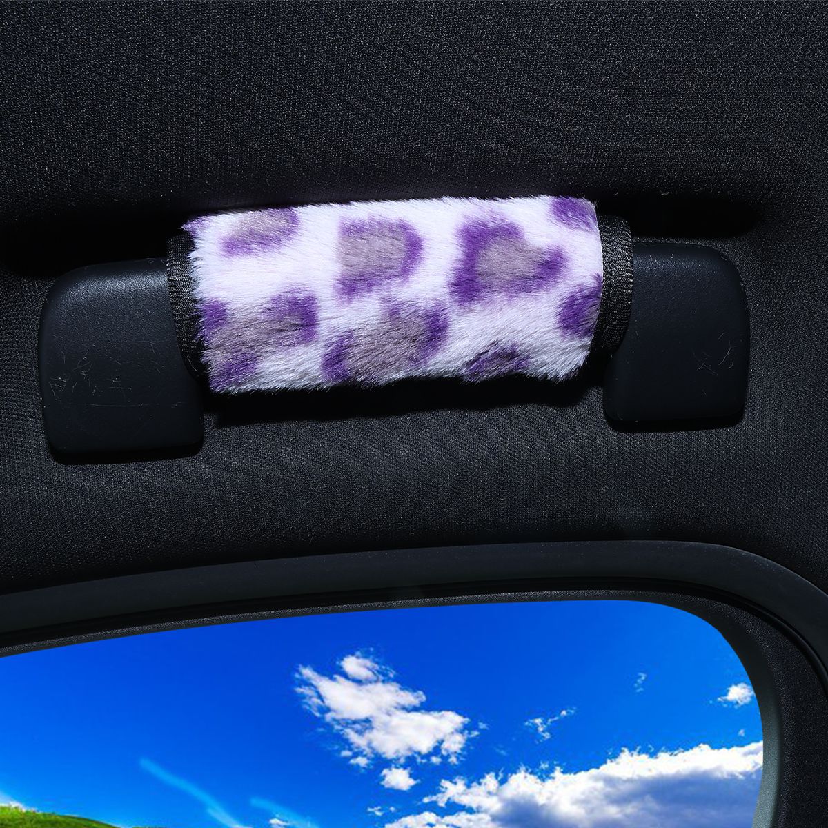 Car roof handle protective cover, plush leopard print, universal for all seasons, door handle cover