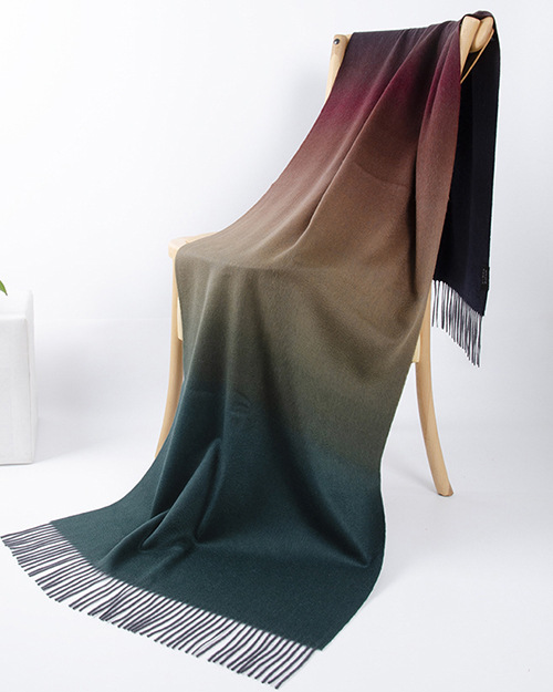 Mongolia Interior nuevo 60 ancho bufandas de cachemira pura otoño y invierno grueso Europa y América color gradiente agua ondulado chal