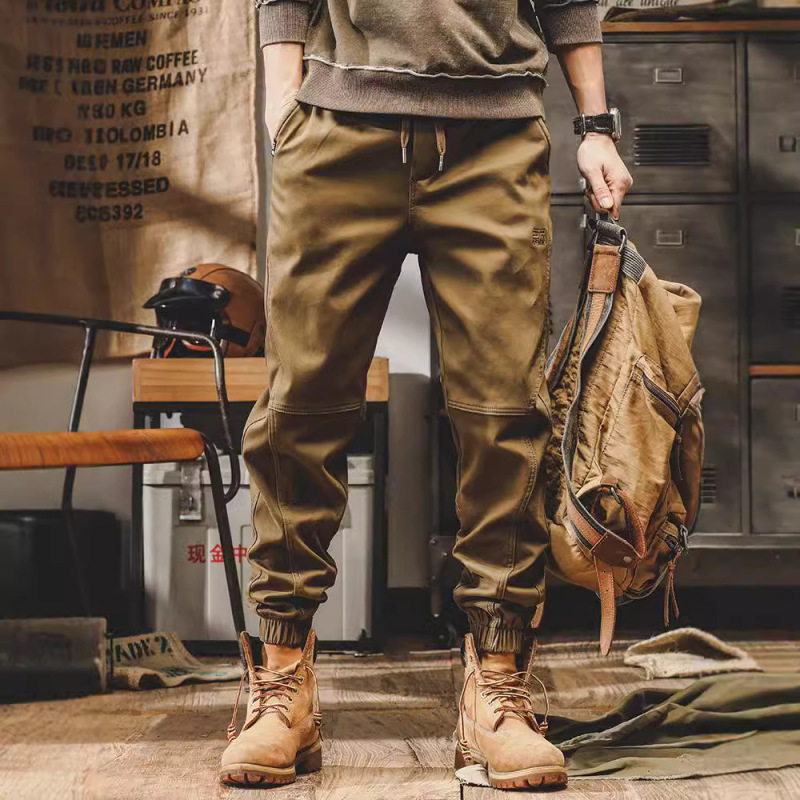 American Style Heavy Retro Tooling Pants Men's Autumn Loose Straight khaki Men's Casual Pants Spring and Autumn Bundle Pants American Style Heavy Retro Tooling Pants Men's Autumn Loose Straight khaki Men's Casual Pants Spring and Autumn Bundle Pants