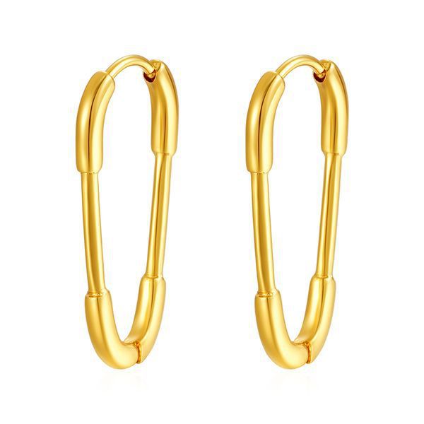 Moda europea y americana personalizada pendientes de alfiler de estilo femenino simple y versátil chapado 18K pendientes de acero inoxidable al por mayor