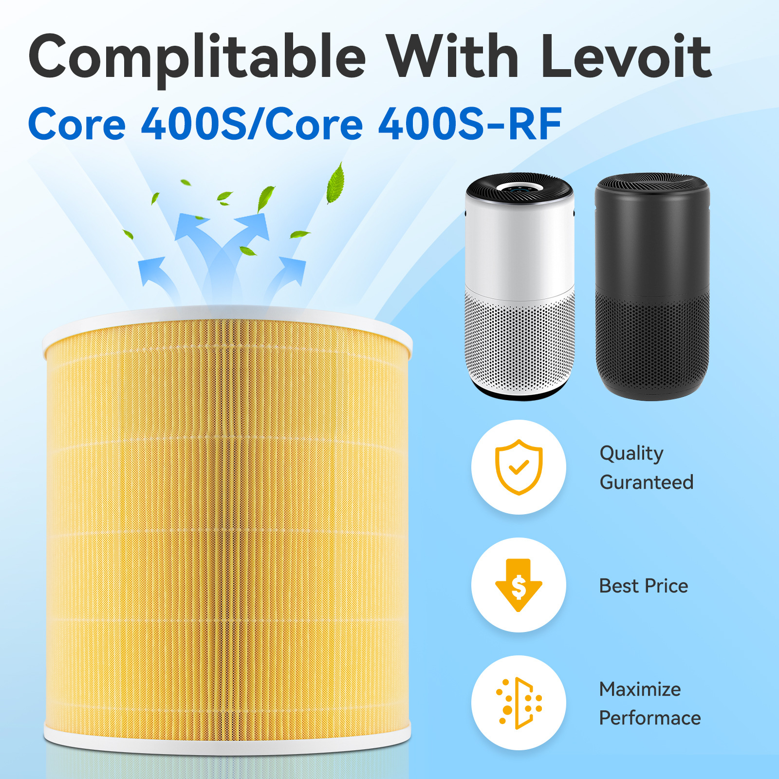 Levoit Core 400S 공기 청정기 필터 교체 활성탄 필터 요소 필터에 적합