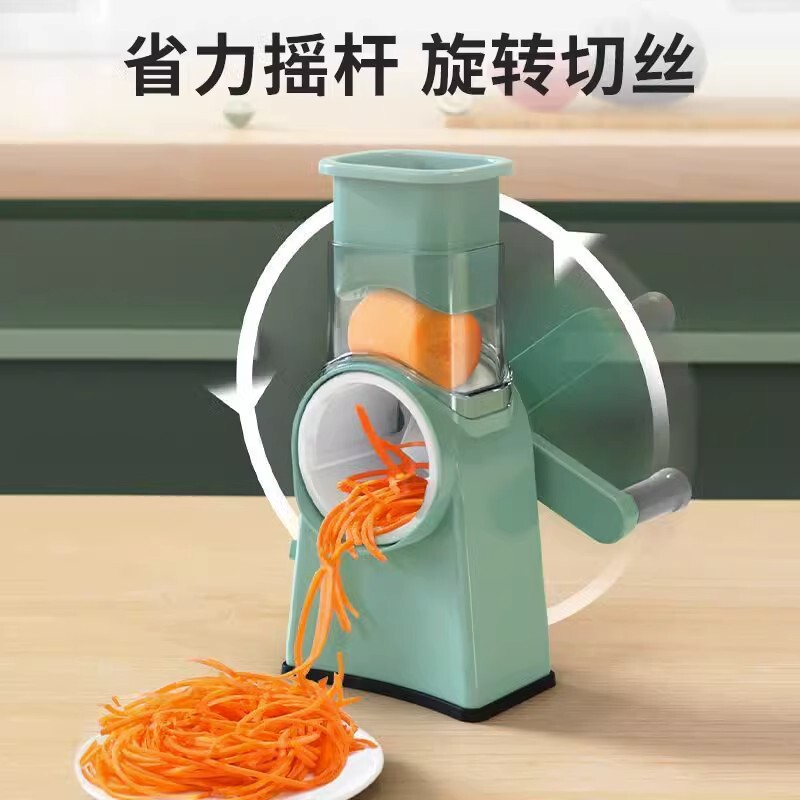 严选手摇滚筒暴风切菜器家用厨房护手擦丝土豆丝黄瓜刨切丝切片机|undefined