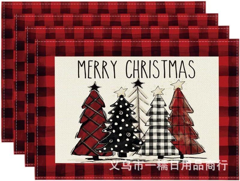 クロスボーダー爆発クリスマス雪だるま食事マット雪格子テーブルマットクリスマスパーティー装飾断熱マット祝日装飾|undefined