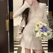 工厂【熟女裙】羊毛针织连衣裙秋装2024新款收腰显瘦毛衣短裙代发