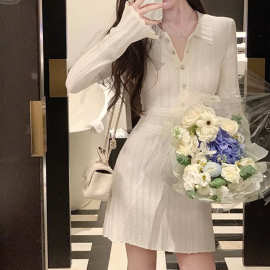 工厂【熟女裙】羊毛针织连衣裙秋装2024新款收腰显瘦毛衣短裙代发