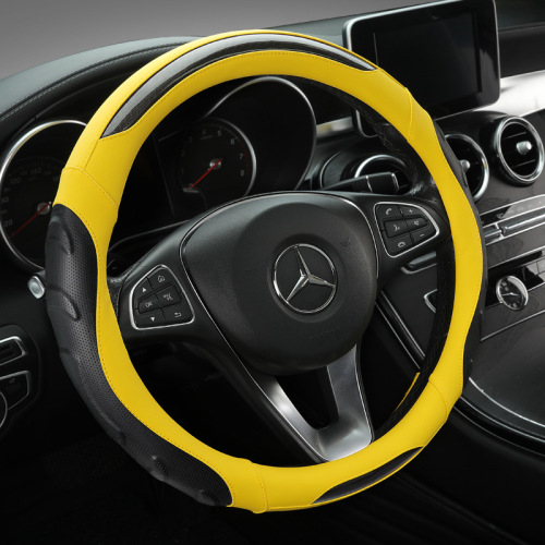 Factory-made new style fashion splicing four seasons available car steering wheel cover leather carbon fiber multiple models 