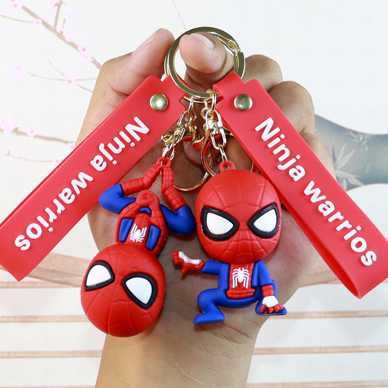 Creative Inverted Spider-Man Soft Glue Marvel Keychain Superhero Pendant Car Couple Pendant Wholesale