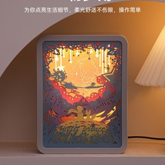 クリエイティブカラー光影紙彫刻灯3d立体カット紙灯重ね絵枠芸術雰囲気灯置物誕生日プレゼント