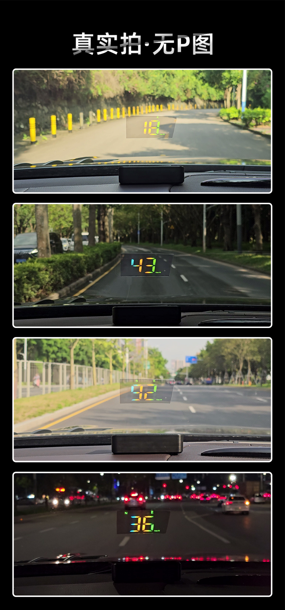 Hud Head-Up Display Car Color Screen Speedometer Universal Gps Speedometer High-Definition Reflective Head-Up Car Display