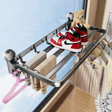 阳台吸盘可折叠晾衣架窗台晾鞋架晒鞋子免打孔小型室内窗户晾晒架
