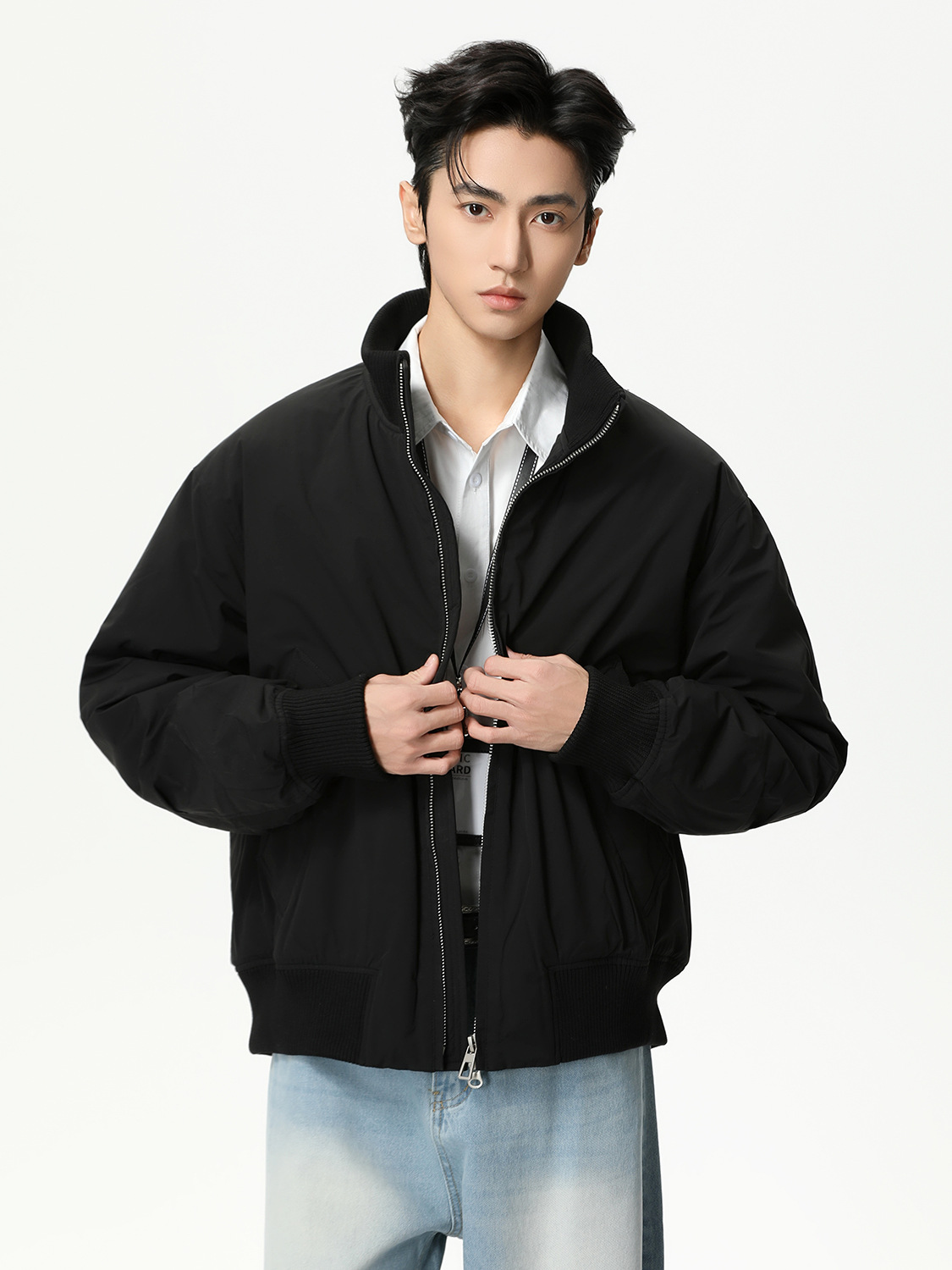 MTLCLOTHES Hombres| Tendencia coreana simple estilo de Hong Kong cuello casual 90% chaqueta de plumón blanco chaqueta de moda