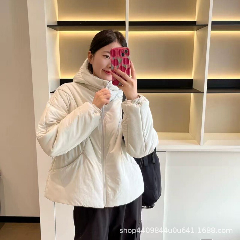 Lulu Original Water Glyde Puff Short Cotton Jacket Hooded Warm Casual Long-Sleeved Jacket Women's Winter