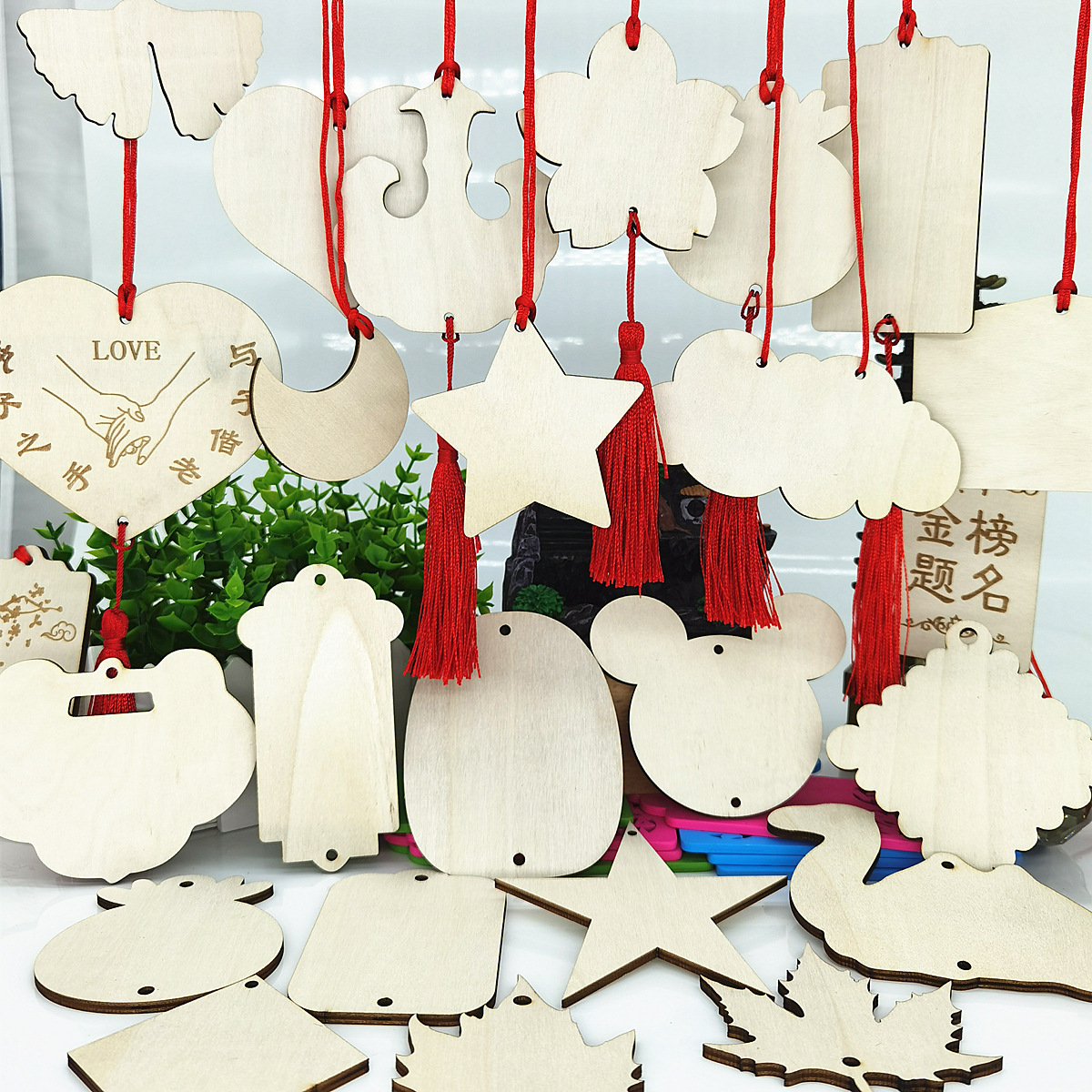 Tarjeta de reconocimiento del día de plantación de árboles de madera japonesa de estilo japonés, tarjeta de deseos y oración, tarjeta de árbol escrita a mano, área de decoración de actividades image 7