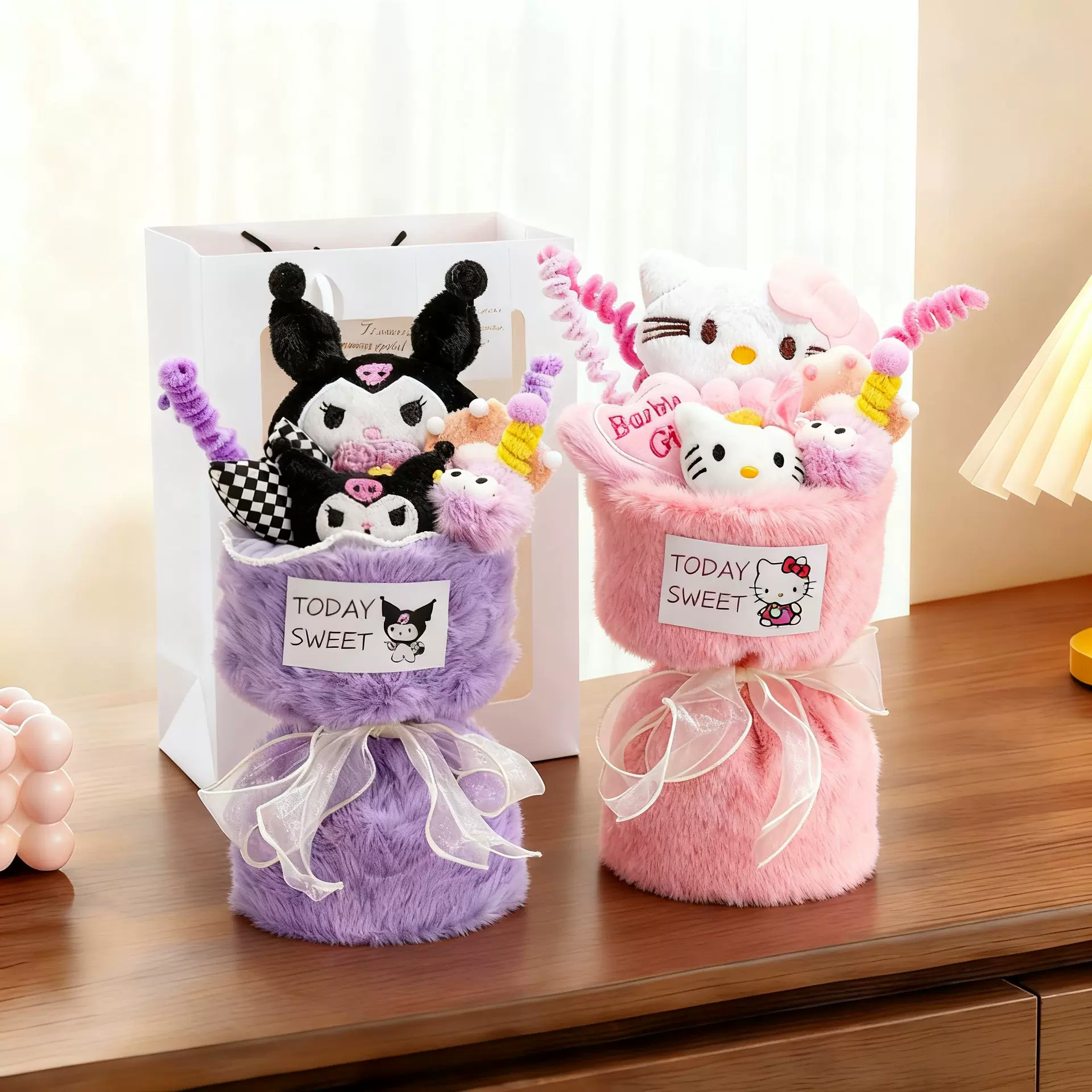 库洛米玩偶花束成品跨境情人节礼物可爱卡皮巴拉公仔卡通花束