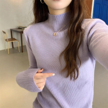 软糯半高领内搭毛衣女打底衫秋冬新款显瘦修身洋气套头针织衫上衣