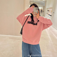 南油高版本25早秋新款小众设计简约风字母logo印花圆领套头卫衣女