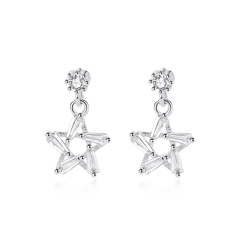 S925 plata esterlina estrella borla pendientes de moda pendientes huecos accesorios creativos europeos y americanos transfronteriza nueva venta al por mayor