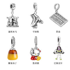 S925 スターリングシルバー漫画ペンダント女性カルーセル人気のチャーム DIY アクセサリーライト高級人格ジュエリーネックレス