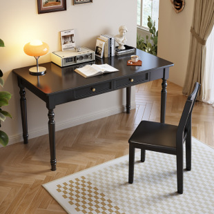 Solid wood writing desk small apartment light luxury French retro American living room balcony bedroom study simple desk home