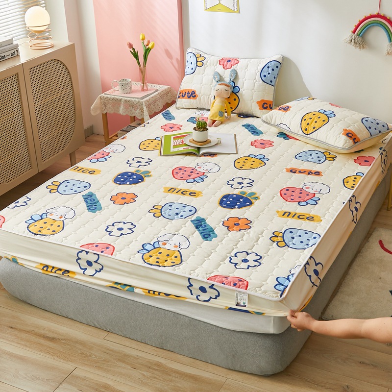 Skin-friendly quilted waterproof bed hat single-piece thickened urine-proof bedspread sheet non-slip fixed 1.8m Simmons protective cover