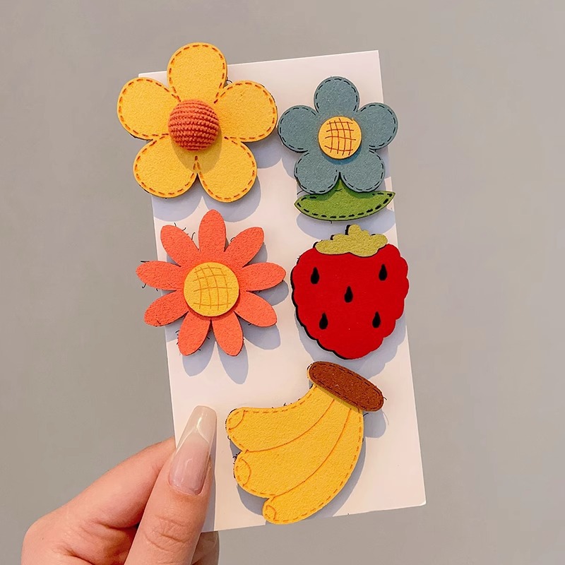 Niños lindos flores de dibujos animados clip para el cabello bebé pequeño clip no lastimar el cabello de la tela de la niña clip de borde de la mejilla