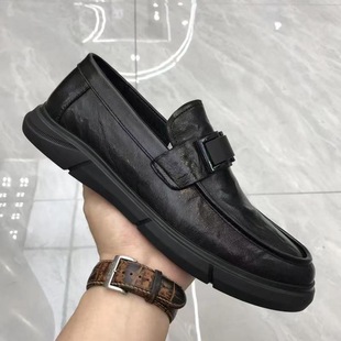Doug Shoes Men's 2025 Spring New Men's Shoes Slip-in Breathable All-match Casual Leather Shoes Driving Shoes Trendy Wholesale
