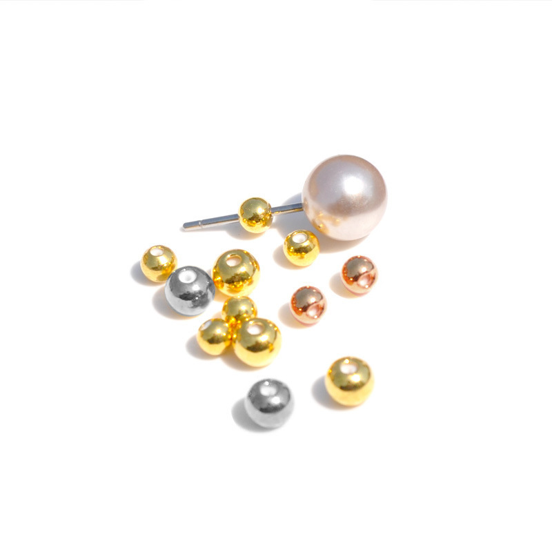 Brass Round Bead Mini Bean Ear Plug Real K Gold Electroplated Ear Wire Non-slip Back Plug Earring Back Small Ear Stud Cap Ear Forcing