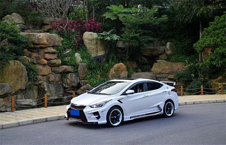 Suitable for 10-16 Models of Hyundai Elantra Modified Body Kits, Including Front Bumper, Rear Lip, Side Skirts, Grille, Rear Wing, and Fog Lights