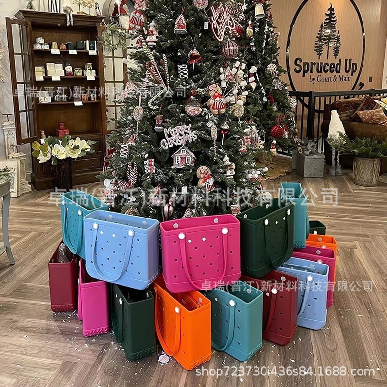 European and American Fashion Solid Color Eva Hole Bag, Beach and Pool Bag, DIY Beach Bag, Expandable, Portable Storage Handbag