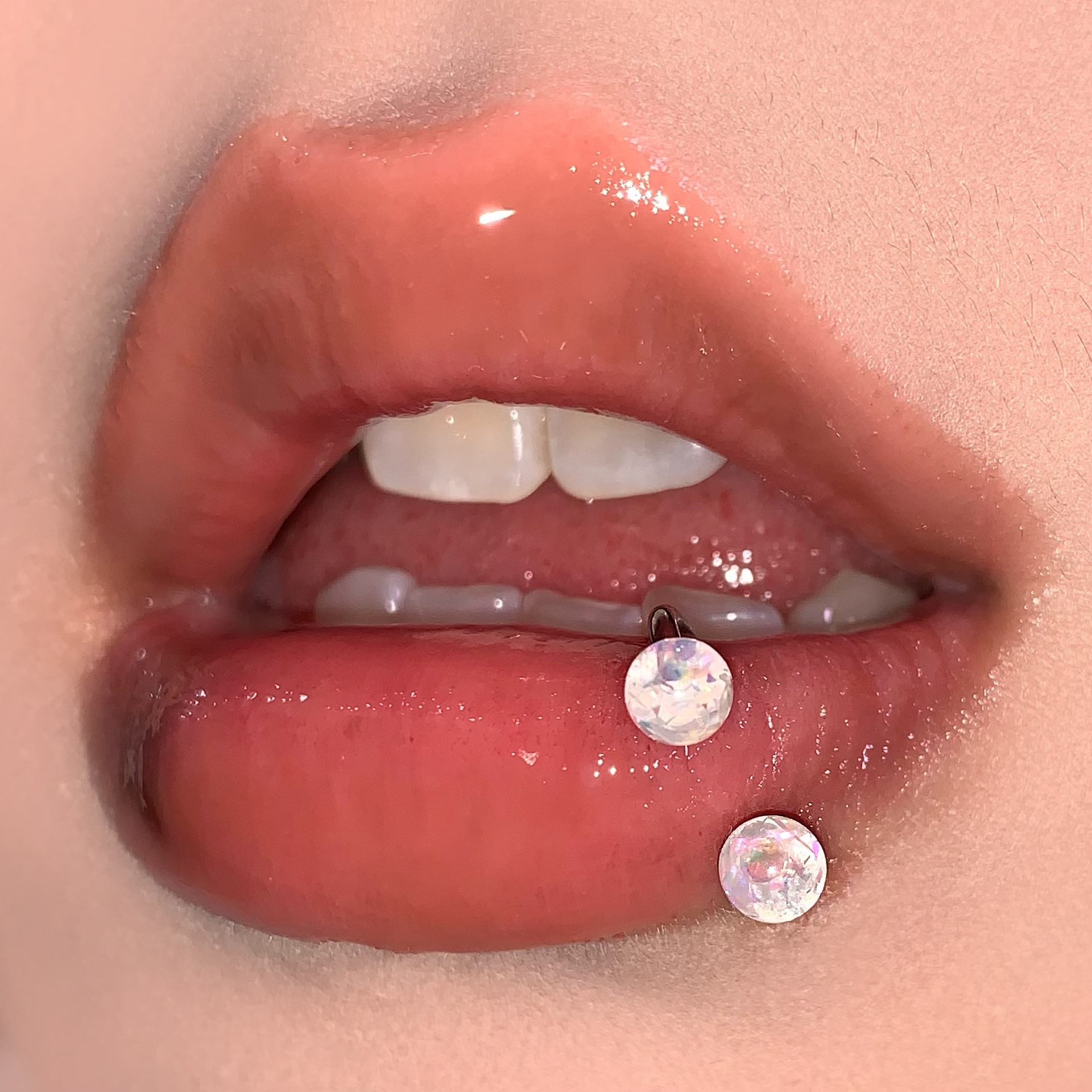 Pointed labret stud close-up product detail